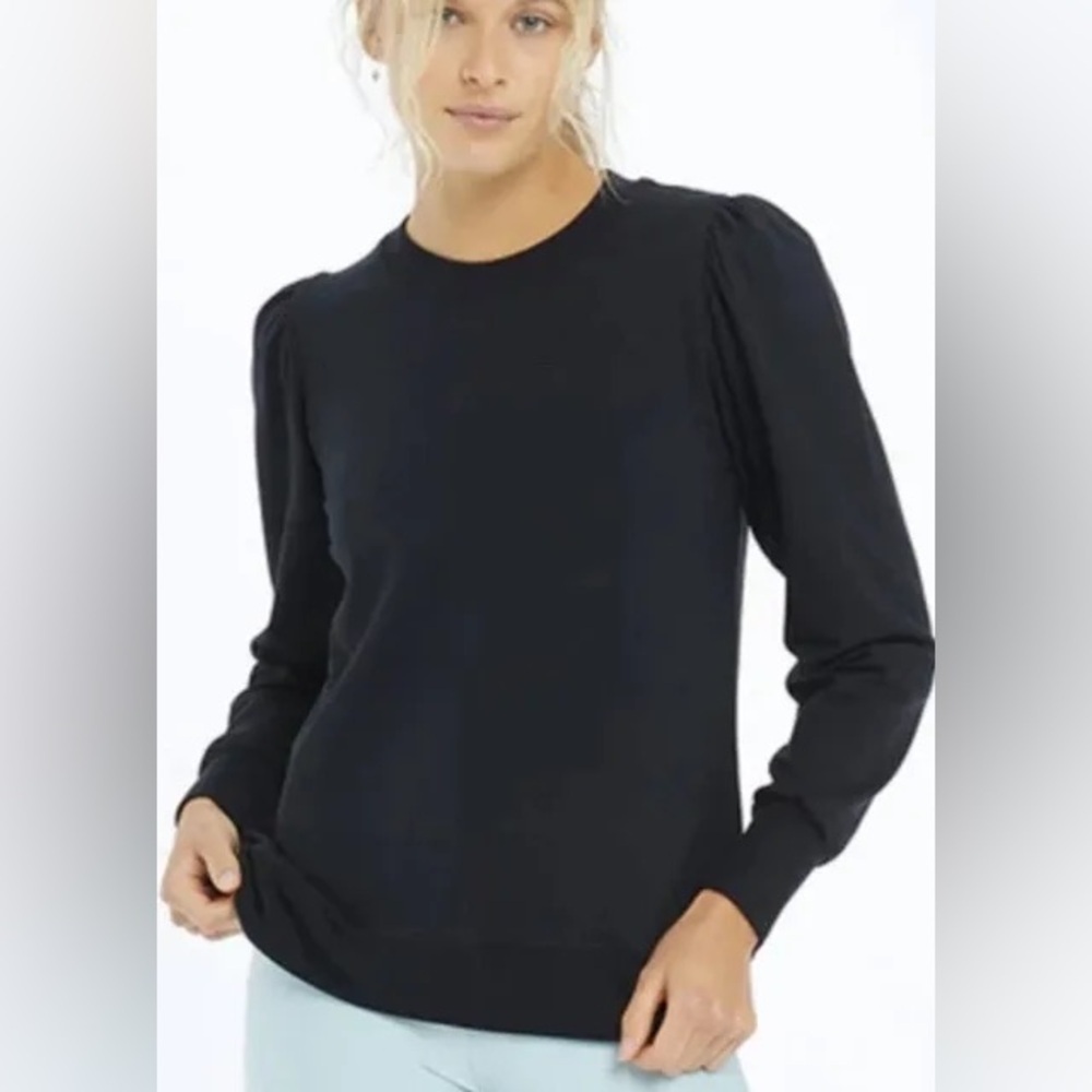 Summersalt The Softest French Terry Puff Sleeve Pulloverblack size large